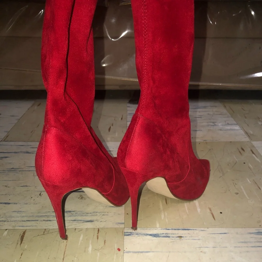 Steve Madden Red Dominique Over-the-Knee Pointed Stiletto Boots